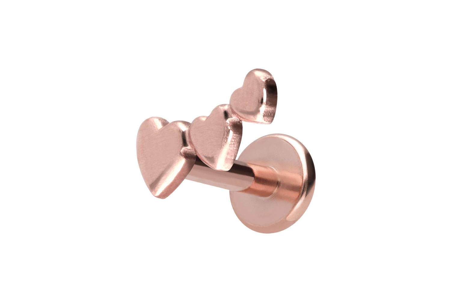Titan Labret Piercing mit Push Fit 3 HERZEN